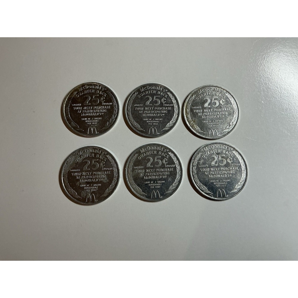 1983 McDonalds Fast Food Restaurant 25c Tokens (Lot Of 6)